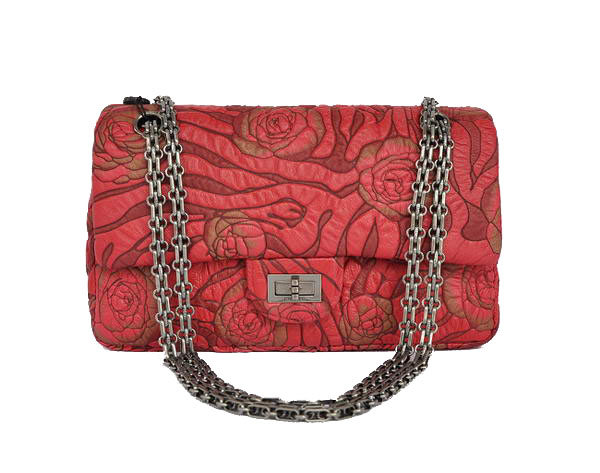 7A Fake Chanel 2.55 Rose Flap Bag 4770 Red Silver Hardware